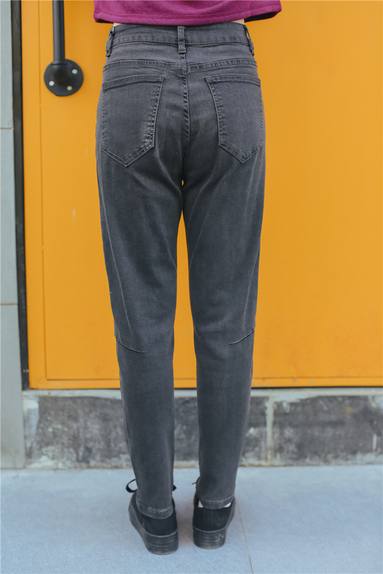 yoke实拍秋季新款 黑灰色 锥形牛仔裤女