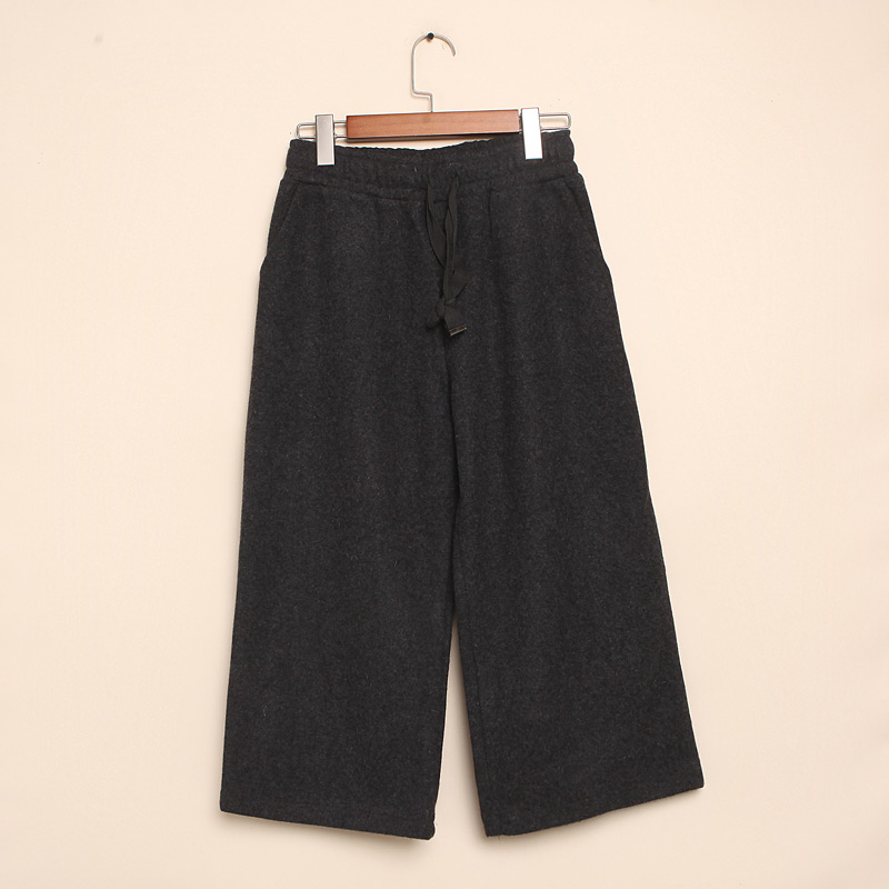 3f188 EGG秋冬新款休闲圆扣毛呢阔腿裤9079