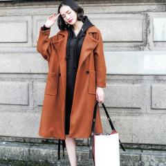 MEIZO STUDIO 原创设计2017冬季新品韩版中长款廓形呢大衣女