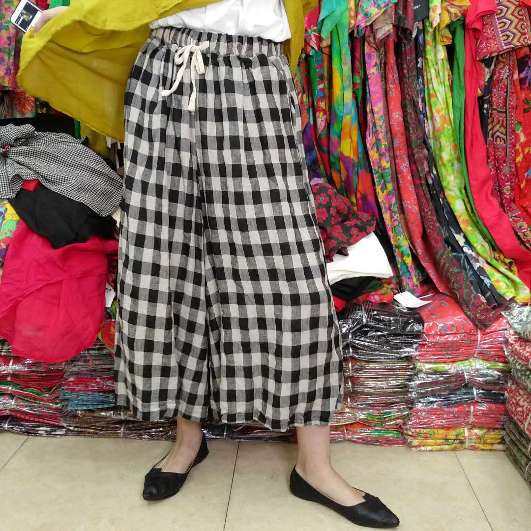 夏季新款女装品质格子休闲裤 GGd2f051-012