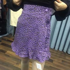 D2F056-SYC6397紫色豹纹木耳边短裙