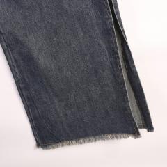 秋季新款刺绣花开叉牛仔裤配皮带