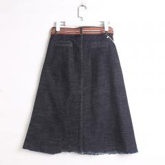 秋季新款时尚牛仔半身裙配皮带