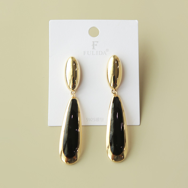 2018WQL秋季新款时尚黑金耳环 QLD2F186-83109