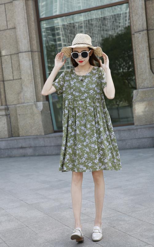 新款福利圆领碎花连衣裙 D4F006-GG7003