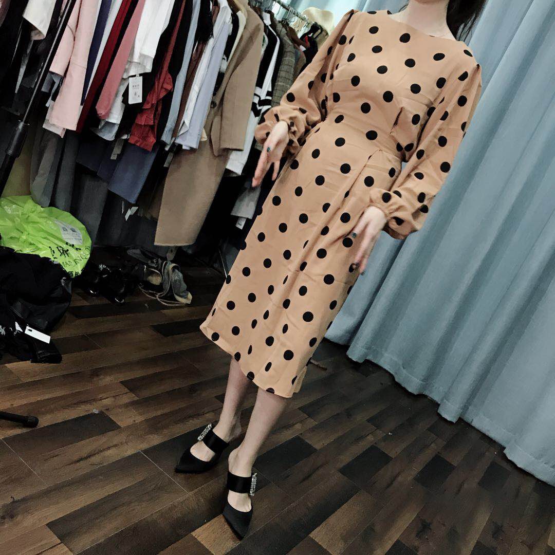 2018早秋新款韩版气质波点连衣裙