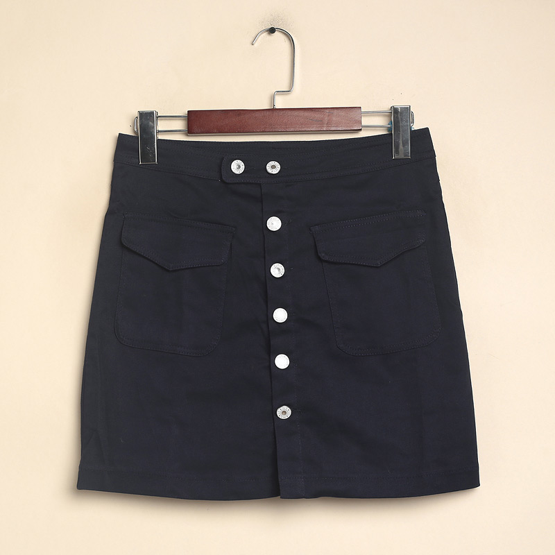 2018NN双口袋排扣半裙 6605