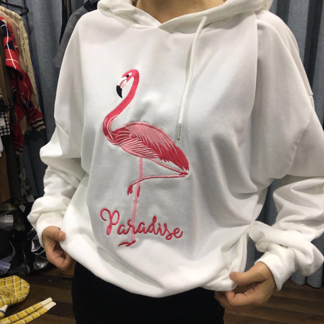 SYC1F0322-1104刺绣网红火烈鸟连帽卫衣