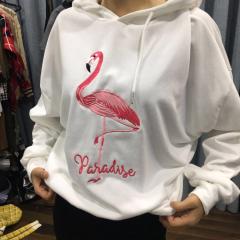 SYC1F0322-1104刺绣网红火烈鸟连帽卫衣