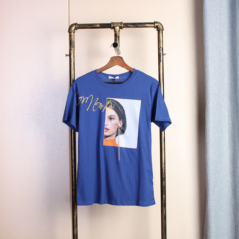 2018春夏女士耳环半脸T恤衫