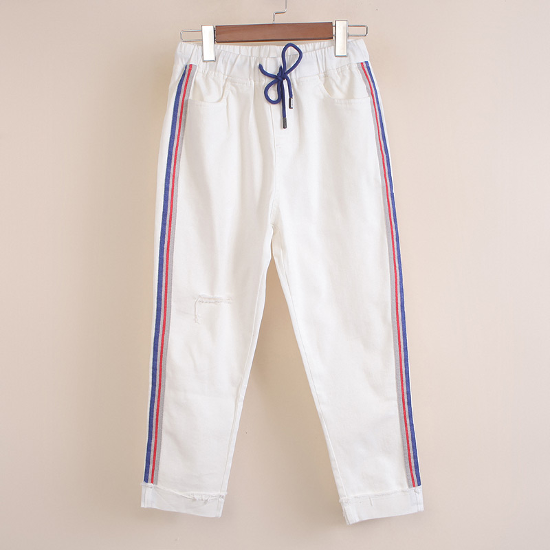 新款侧边彩条抽绳休闲裤