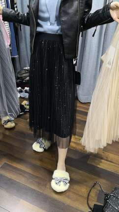 秋季新款时尚丝绒半身纱裙