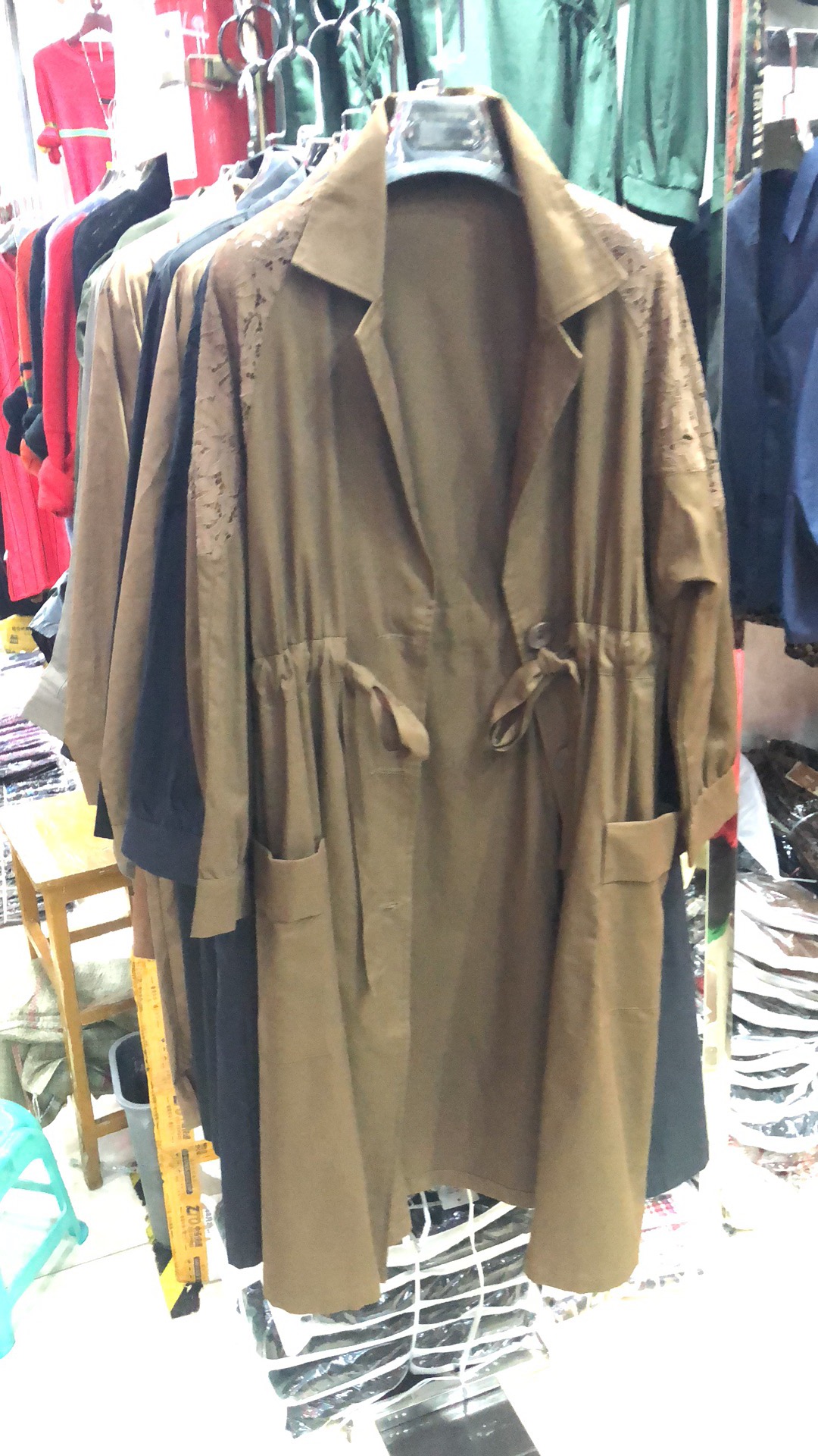 新款女韩版泡泡袖外套中长款时尚气质风衣