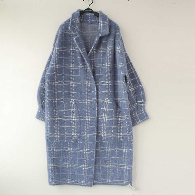 2018秋冬新款时尚气质格子貂绒大衣 3F181-ZYC3689