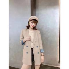 小西装外套格子女2019新款时尚女韩版宽松港风复古中长款西服