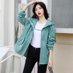 2019秋季新款女装韩版气质风衣中长款连帽百搭休闲外套