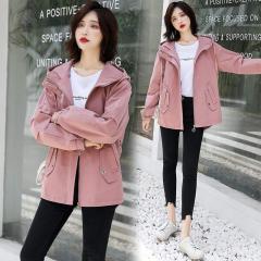2019秋季新款女装韩版气质风衣中长款连帽百搭休闲外套