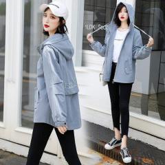 2019秋季新款女装韩版气质风衣中长款连帽百搭休闲外套