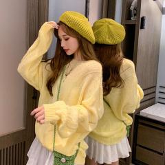 2019秋季新款网红套头内搭毛衣女韩版宽松甜美慵懒风打底衫针织衫