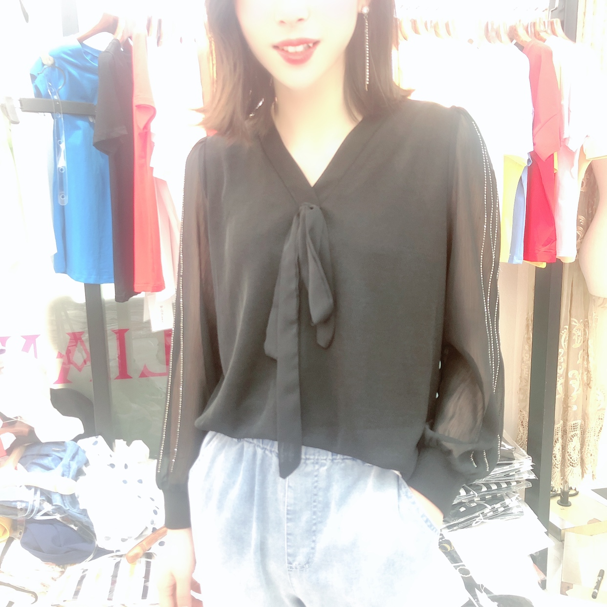 2019年春季新款时尚女款冰丝上衣1F0134-SYC1906