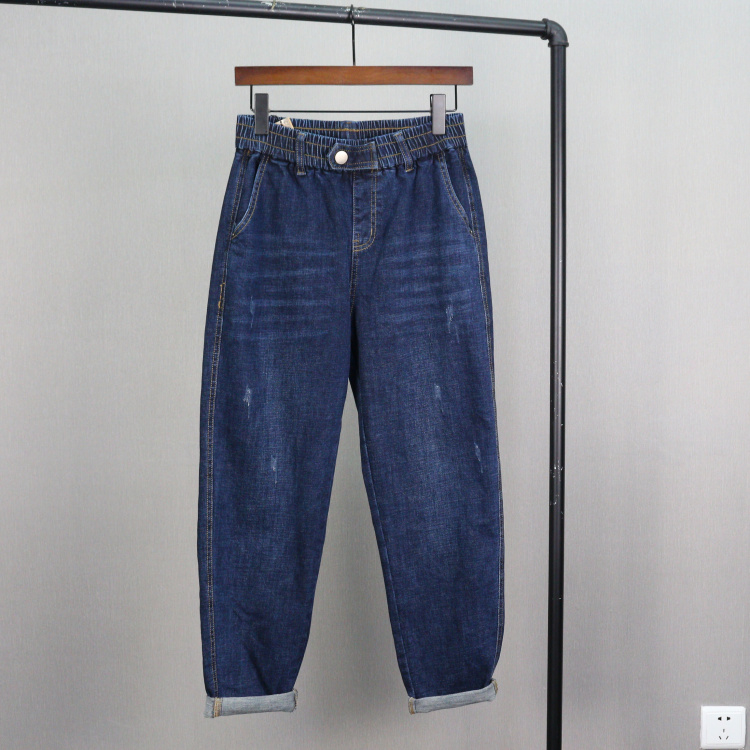 松紧腰显瘦垮裤弹力女裤2019秋装新款牛仔裤