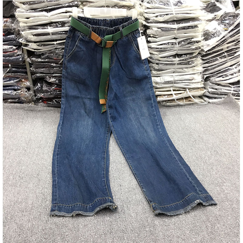 2019秋季新款显瘦毛边拖地裤弹力牛仔阔腿裤女
