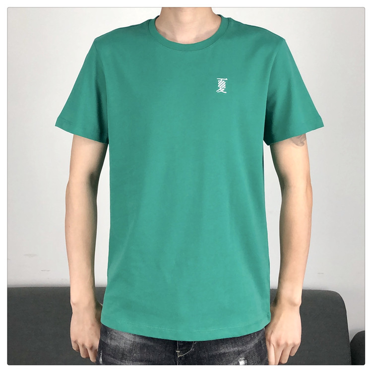 男士T恤圆领短袖夏绣花青春标准流行常规夏季日常