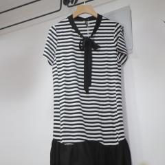 甜美蝴蝶结荷叶边连衣裙条纹鱼尾裙子