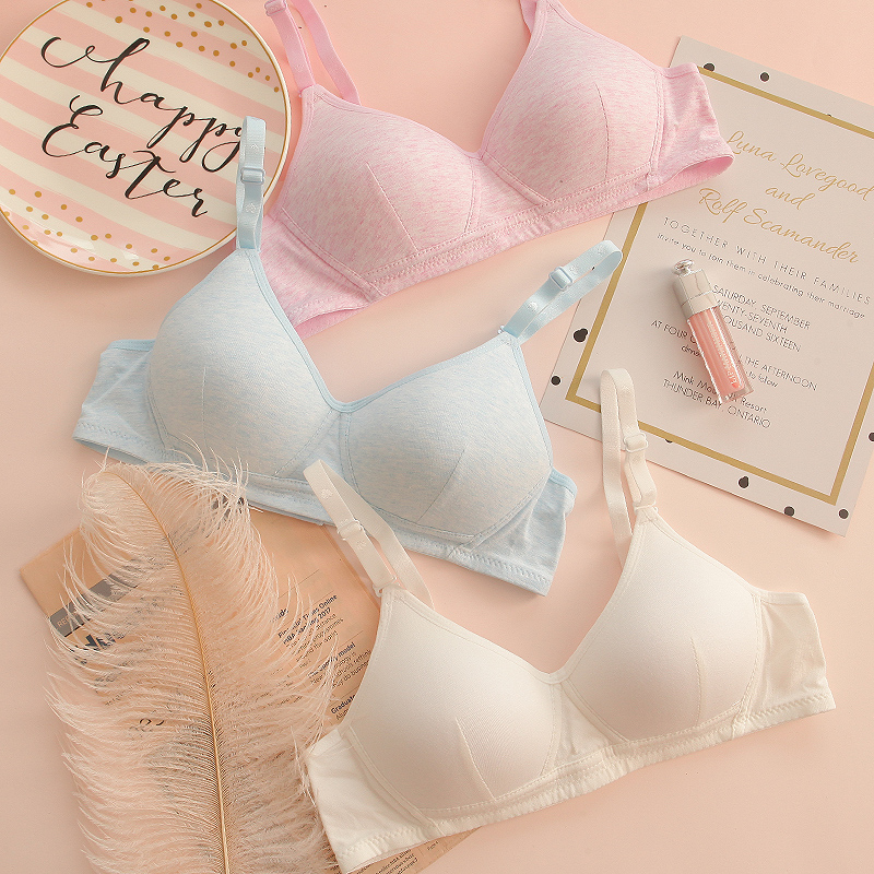 日系少女文胸简约纯棉无钢圈胸罩全棉无痕舒适上托聚拢小胸内衣女