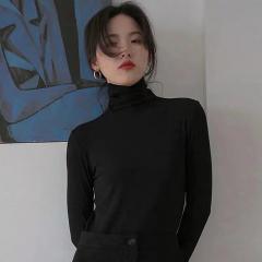 加厚磨毛高领打底衫纯棉细螺纹女修身内搭上衣