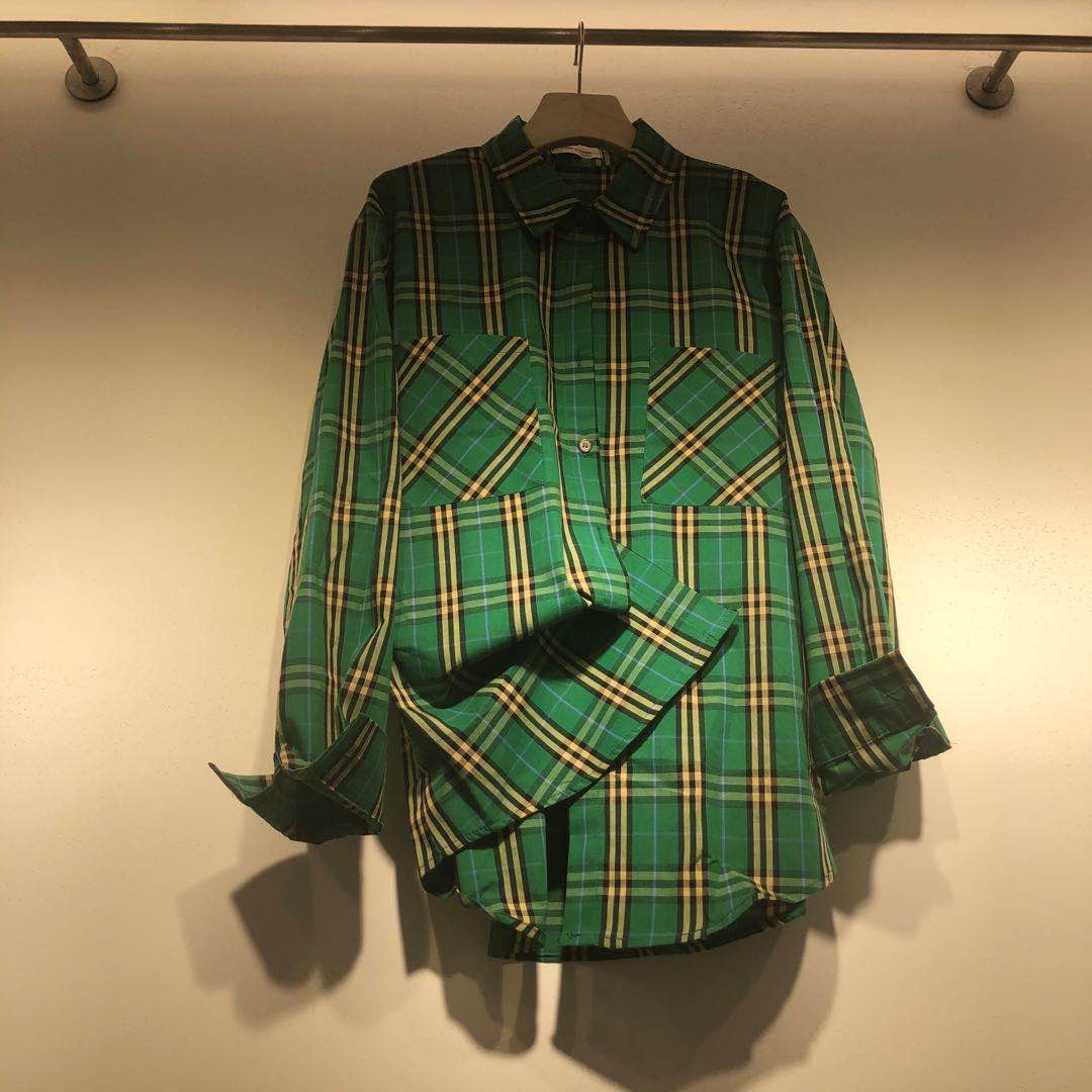 磨毛格子衬衫中长款新款