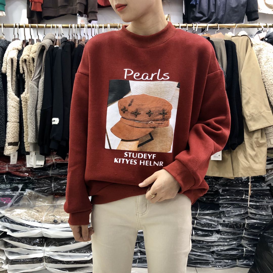 卫衣女秋冬新款宽松韩版学生圆领抓绒