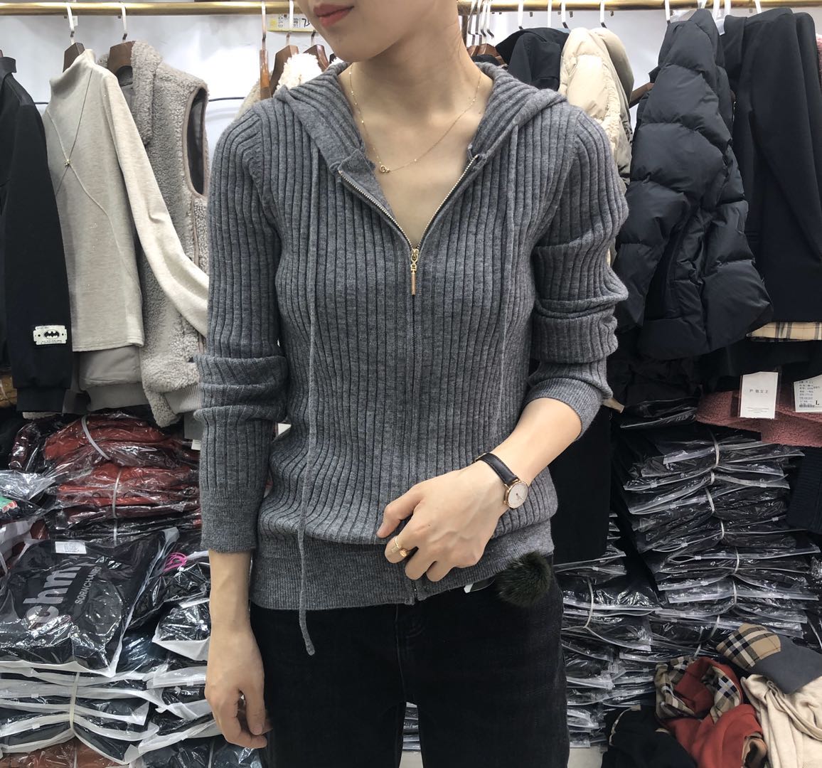 连帽针织衫条纹薄款