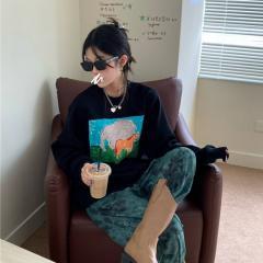 新款秋冬女学院风百搭印花长袖卫衣外套休闲韩版宽松套头上衣