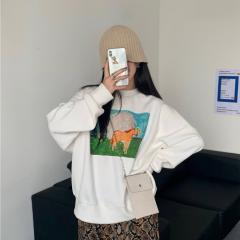 新款秋冬女学院风百搭印花长袖卫衣外套休闲韩版宽松套头上衣