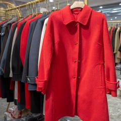 冬装新款羊毛呢子外套中长款高档气质红色双面羊绒大衣