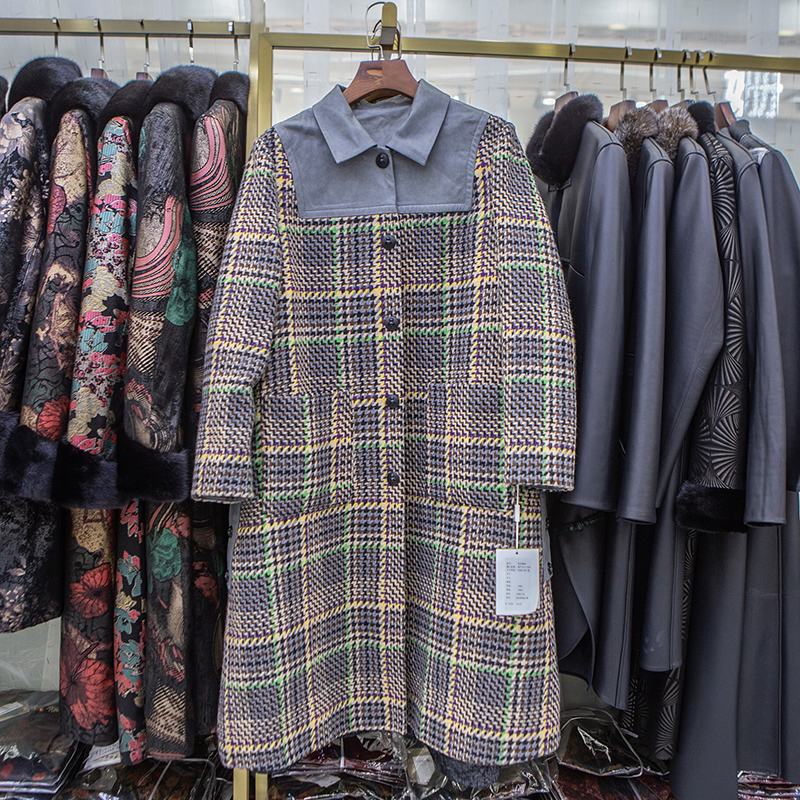 秋冬新款格子宽松斗篷加厚羊毛呢子大衣