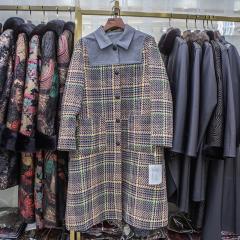 秋冬新款格子宽松斗篷加厚羊毛呢子大衣