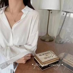 女装简约纯色长袖衬衫