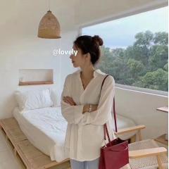 女装简约纯色长袖衬衫