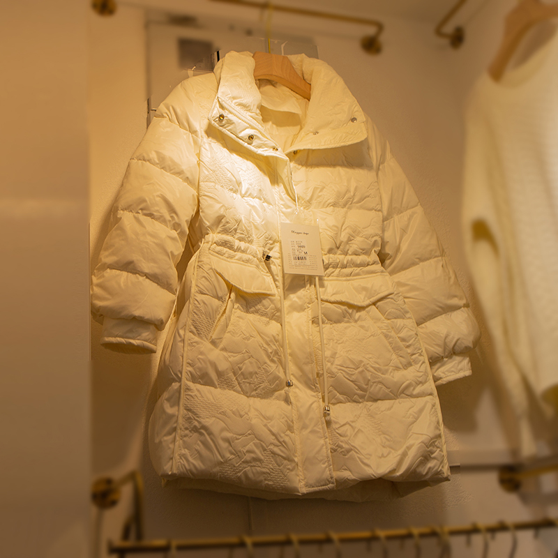 冬季新款中长款外套韩版气质通勤纯色修身立领显瘦白鸭绒羽绒服女