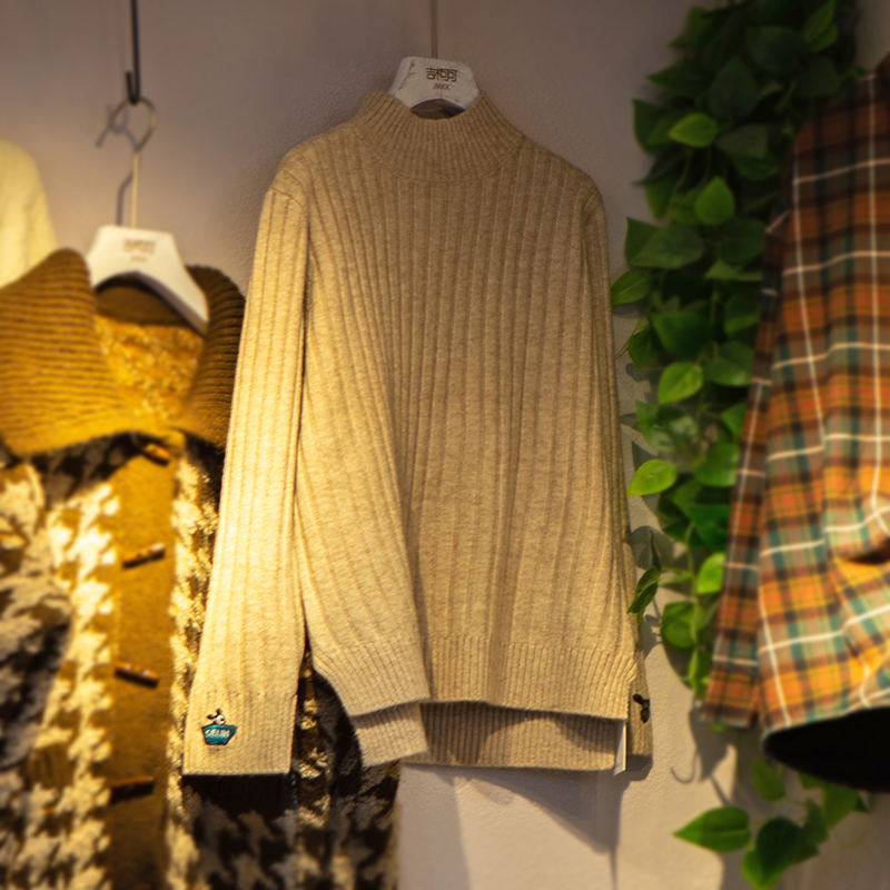 包芯纱半高领钩花毛衣女士2020冬季新款复古休闲套头上衣