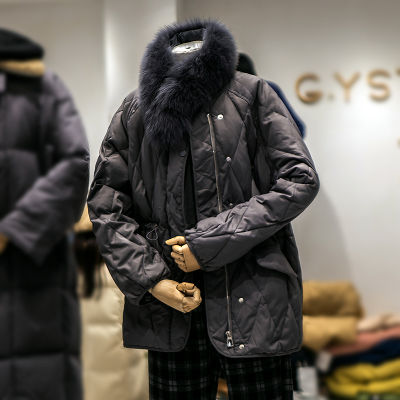 网红小款白鸭绒羽绒服女红色短款冬小个子