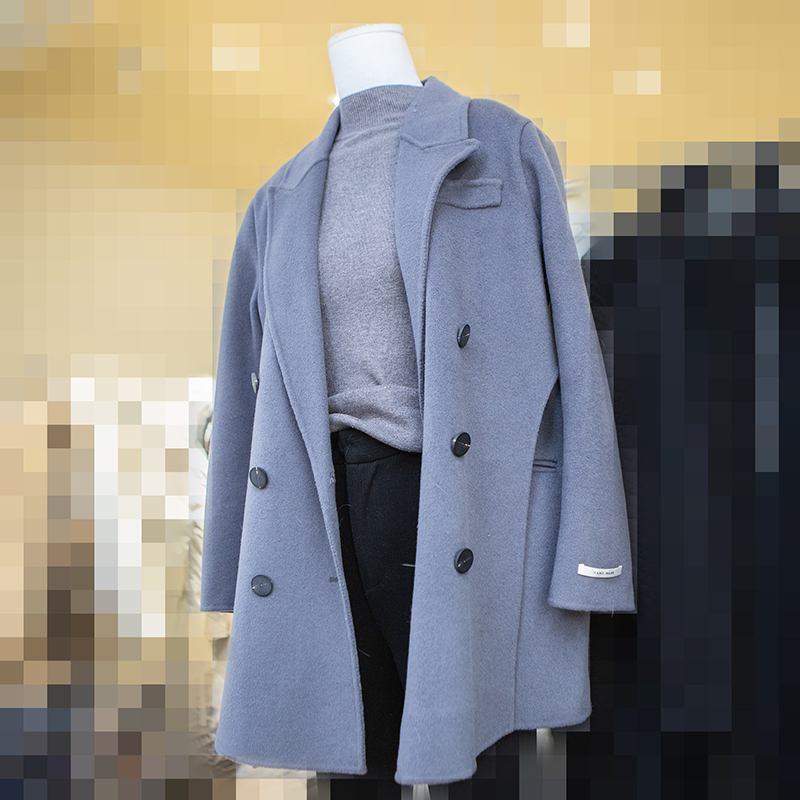 新款双面羊绒大衣女中长款廓形宽松加厚100%羊毛毛呢