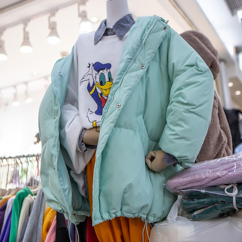 减龄小个子连帽面包服宽松短款大码冬季韩系甜美糖果色棉衣外套女