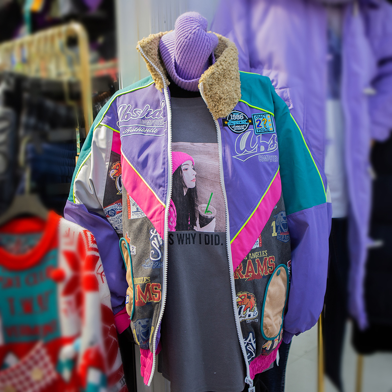 秋冬新款超宽松休闲印花夹克短款潮