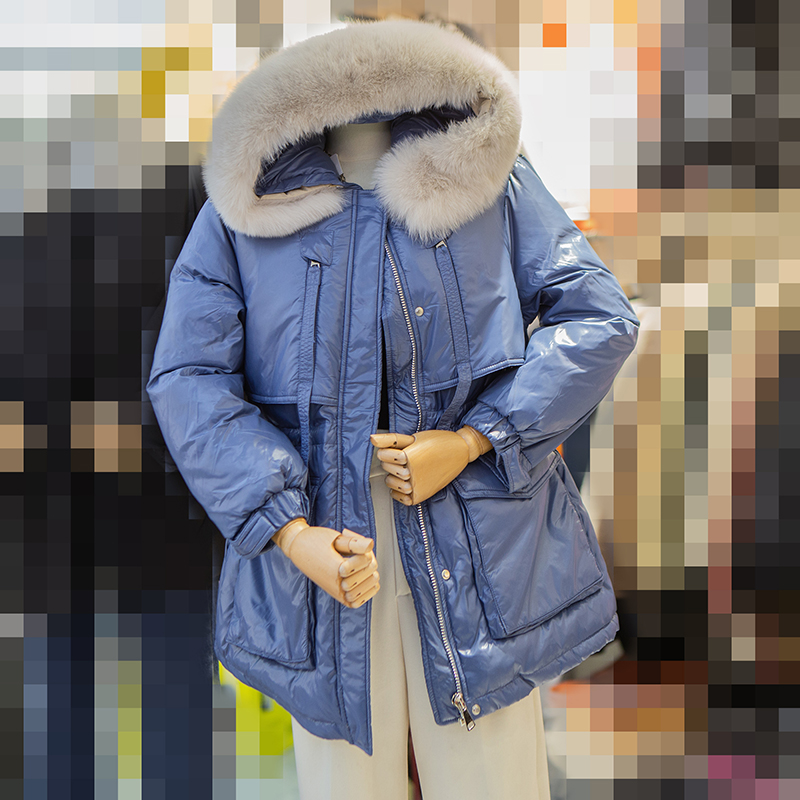 新款女冬常规款韩版时尚加厚宽松白鸭绒显瘦外套