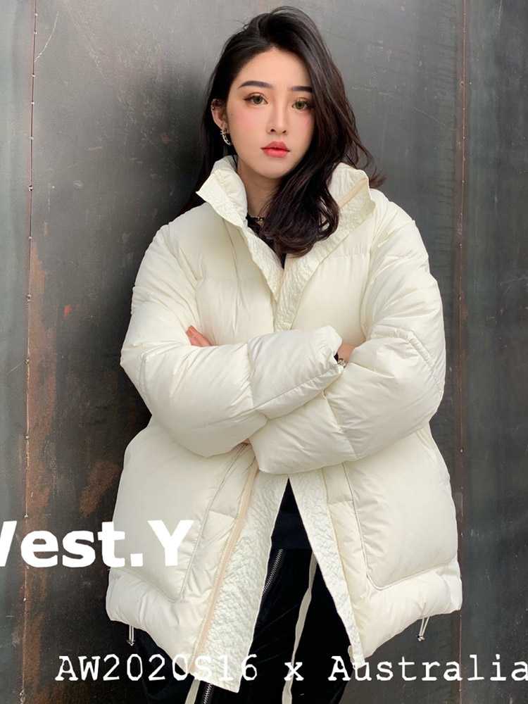 白色恋人中长款白鸭绒保暖羽绒服外套女时尚百搭