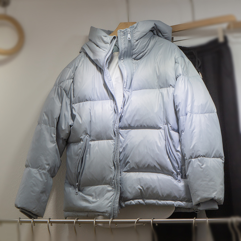 冬季新款羽绒服女 短款韩版时尚宽松白鸭绒拉链面包服外套