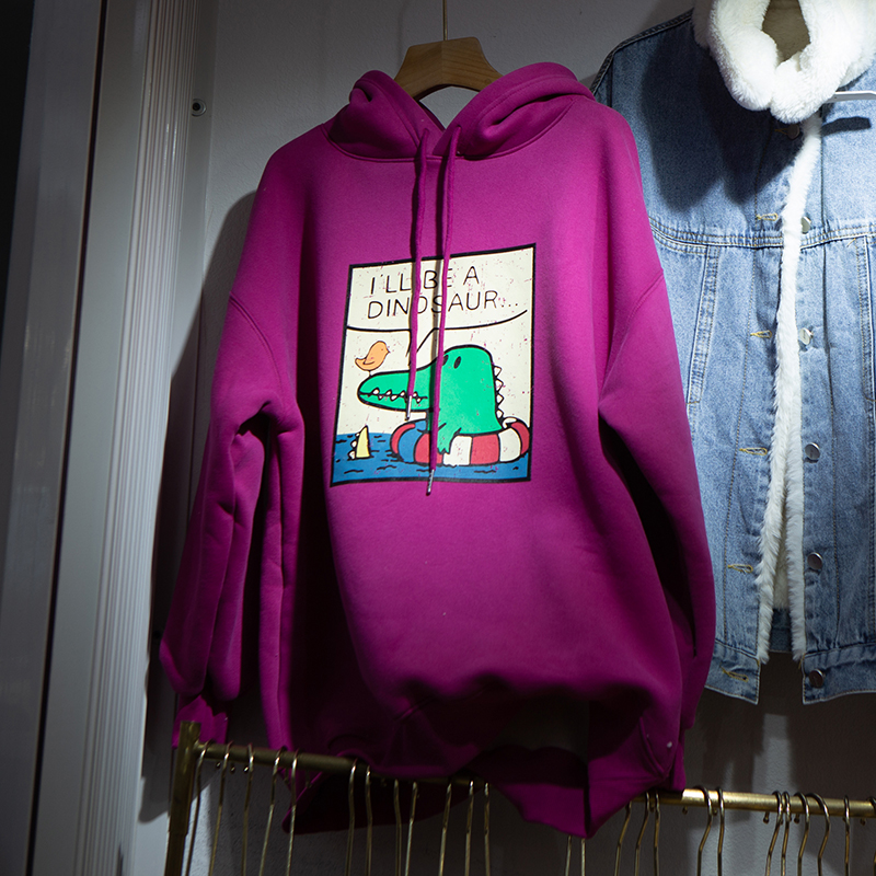 超火cec卫衣女春秋waitmore薄款连帽外套韩版ins潮学生宽松上衣服